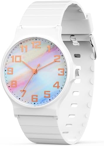 Edillas Kids Watch Analog for Girls Boys 50M Waterproof Children Quartz SquareWristwatches for Kids Students with Soft Silicone Strap Easy to Read Learn time Presents