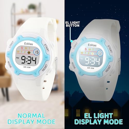 Edillas Kids Watch Digital For Girls Boys Children Waterproof Watches Multi-Functional With LED Backlight Alarm/Stopwatch For Student Ages 4-13