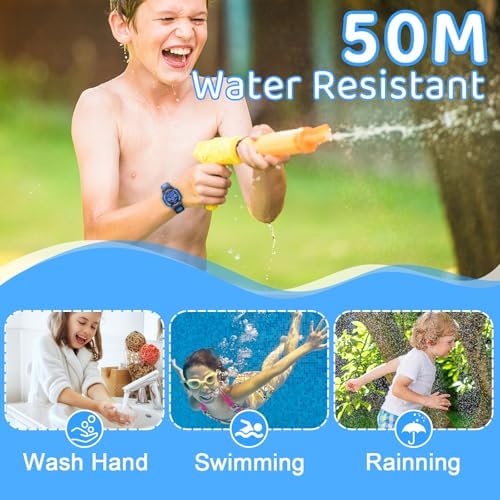 Edillas Kids Watches Boys Digital 7 Colors LED Lights 50M Waterproof Wristwatches For Children Students Teenagers Sport Outdoor Multifunctional With Stopwatch/Alarm Ages 7-15