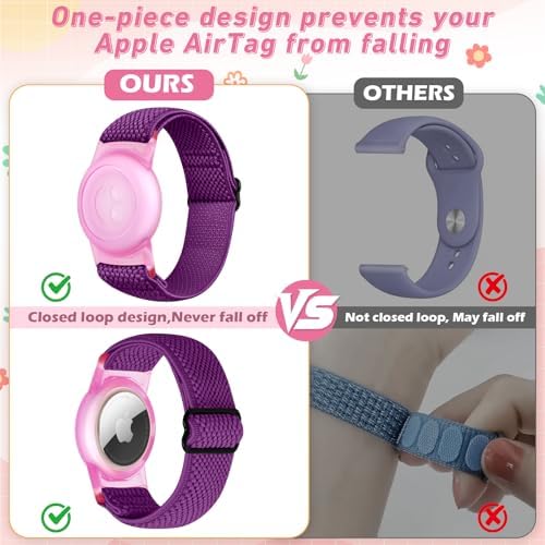 Elastic Nylon Bands For Apple AirTag For Kids 2 Pack Nylon Watch Bands Compatible With AirTag Adjustable Anti Lost Wristband For Toddler Child Elders