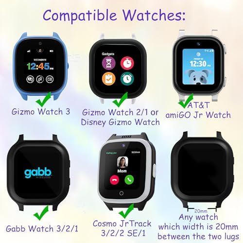 Fit Length 2 3 5 Pack Watch Bands Compatible With AT&T AmiGO Jr Watch/Gizmo Watch 3 2 1/Gabb Watch 3 2 1: Hook&Loop Easy To Use(Surf-blue Black)