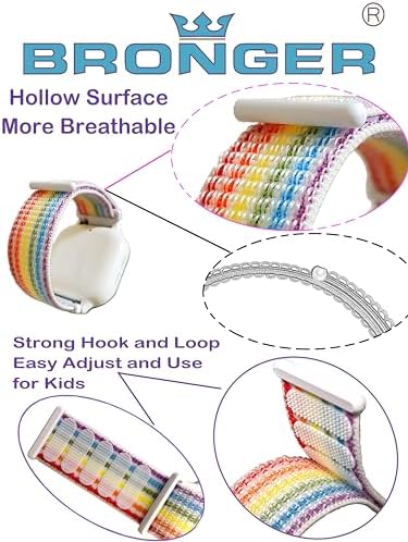 Fit Length For Girls Boys 2 3 5 Pack Watch Bands Compatible With Gizmo Watch 3 2 1/Gabb Watch 3 2 1/Garmin Bounce Watch: Hook&Loop Easy To Use Soft Breathable Smartwatch Bands (RainbowRedPink)