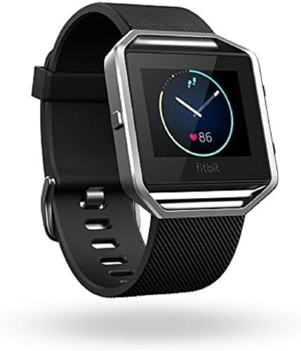 Fitbit Blaze Smart Fitness Watch Time Display Black Silver Large (6.7 - 8.1 Inch)