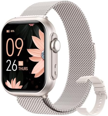 Fitness Smart Watches for Women Men: Smart Watch for iPhone&Android Bluetooth Call with 24/7 SpO2 Sleep Heart Rate Monitor IP68 Fitness Tracker with 120+Sport Reloj Inteligente 30 Day Life 2 Bands