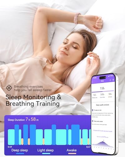 Fitness Tracker Smart Watches For Women With 24/7 Heart Rate Monitor Sleep Tracker Breathing Training 1.47" Fitness Watches For Women With 24 Sports Modes Activity Tracker As Gift (4 Bands)