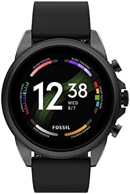 Fossil Men's Gen 6 44mm Stainless Steel and Silicone Touchscreen Smart Watch Color: Black (Model: FTW4061V)