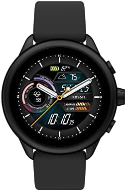 Fossil Men's Or Women's Gen 6 Wellness Edition 44mm Touchscreen Silicone Smart Watch Color: Black (Model: FTW4069V)