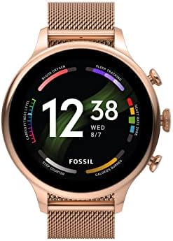 Fossil Women's Gen 6 42mm Stainless Steel Mesh Touchscreen Smart Watch Color: Rose Gold (Model: FTW6082V/FTW6082R)
