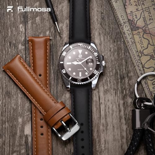 Fullmosa 18mm 20mm 22mm Leather Watch Bands Quick Release Watch Strap For Men Women 2 Pack Soft Replacement Strap Wristband With Stainless Steel Buckle