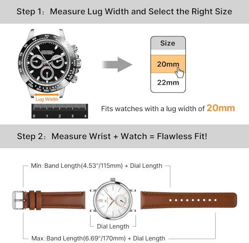 Fullmosa 18mm 20mm 22mm Leather Watch Bands Quick Release Watch Strap For Men Women 2 Pack Soft Replacement Strap Wristband With Stainless Steel Buckle