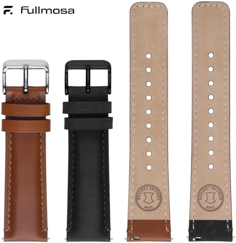 Fullmosa 18mm 20mm 22mm Leather Watch Bands Quick Release Watch Strap For Men Women 2 Pack Soft Replacement Strap Wristband With Stainless Steel Buckle