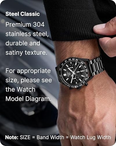 Fullmosa Watch Band Quick Release Stainless Steel Replacement For Men Women Metal Chain Watch Strap Width 16mm 18mm 19mm 20mm 22mm 24mm Black 22mm