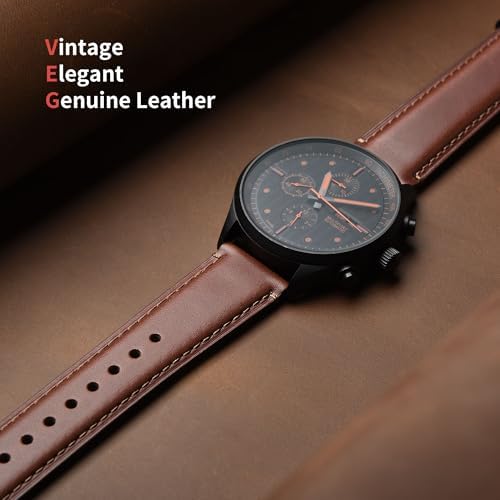 Fullmosa Watch Bands 18mm 19mm 20mm 22mm 24mm Quick Release Leather Watch Band Strap - Burnished Leather Watch Band Vintage Wristband