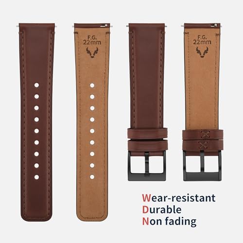 Fullmosa Watch Bands 18mm 19mm 20mm 22mm 24mm Quick Release Leather Watch Band Strap - Burnished Leather Watch Band Vintage Wristband
