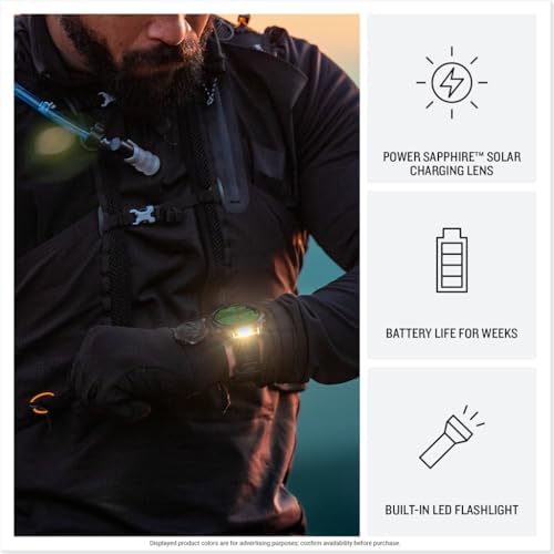 Garmin 佳明 Fënix® 8 – 51毫米太阳能蓝宝石高级多运动 GPS 智能手表 电池寿命持久 潜水等级 内置 LED 手电筒 碳灰色 DLC 钛合金 带卵石灰色表带