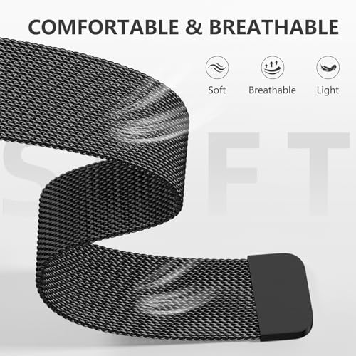 GEAK 18mm 20mm 22mm Metal Watch Band Compatible With Garmin Vivoactive 5 Watch Bands Vivoactive 6/3/Venu 3S/2S Quick Release Stainless Steel Milanese Loop Mesh Strap For Venu 3/Venu 2 Men Women