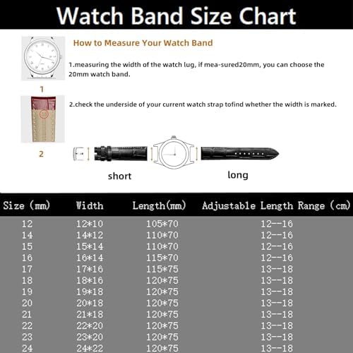 Genuine Leather Watch Bands Quick Release Italian Alligator Grain Calfskin Genuine Leather Business Casual Universal Watch Strap Replacement Band Strap For Men Women