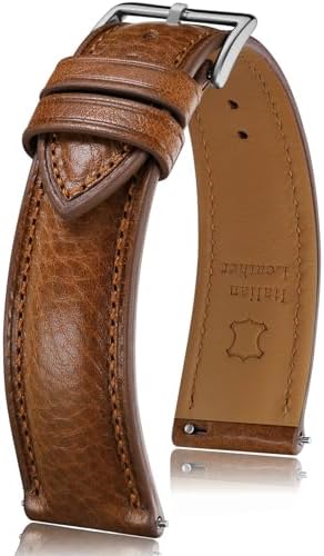 Getalia Italian leather Watch Band Tuscany Natural Vegetable-Tanned Full Grain Genuine Leather 18mm 19mm 20mm 21mm 22mm Quick Release Replacement Watch Straps for Men and Women Thick and Soft