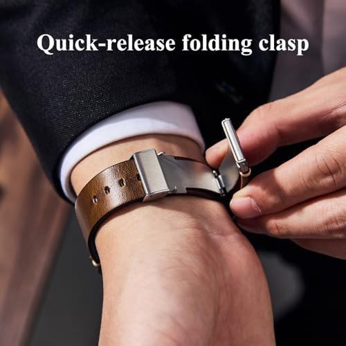 Getalia Leather Watch Band Retro Oil Wax Genuine Leather 18mm 19mm 20mm 21mm 22mm Quick Release Foldover Clasp Replacement Watch Straps For Men And Women