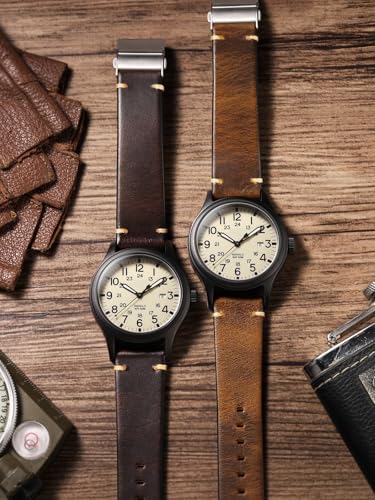 Getalia Leather Watch Band Retro Oil Wax Genuine Leather 18mm 19mm 20mm 21mm 22mm Quick Release Foldover Clasp Replacement Watch Straps For Men And Women