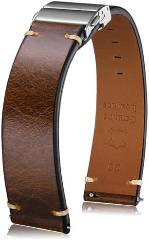 Getalia leather Watch Band Retro Oil wax Genuine Leather 18mm 19mm 20mm 21mm 22mm Quick Release Foldover Clasp Replacement Watch Straps for Men and Women
