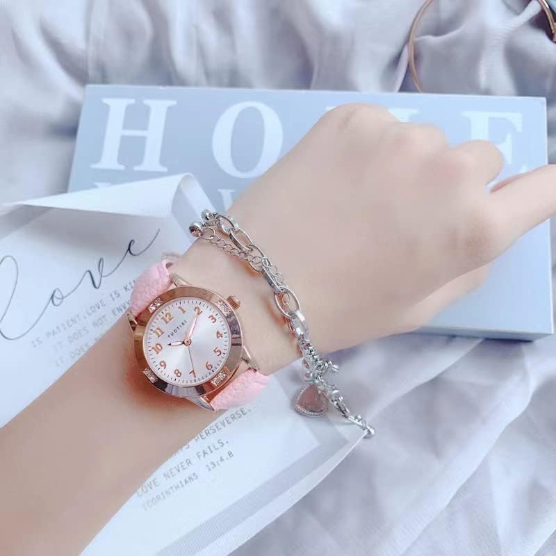 Girls Student Watch - Simple Japan Quartz Casual Leather Strap Watches For Ladies Fashion Women Ages 11-15