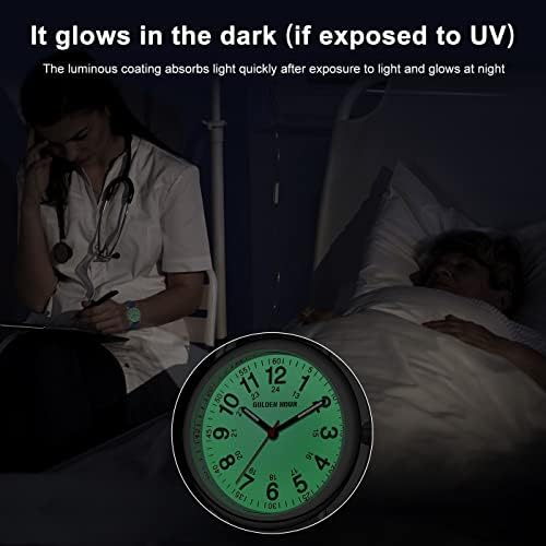 GOLDEN HOUR 防水护士手表适用于医疗专业人士、学生女士男士 - 军事时间灯塔易读表盘 24 小时秒针 彩色硅胶表带