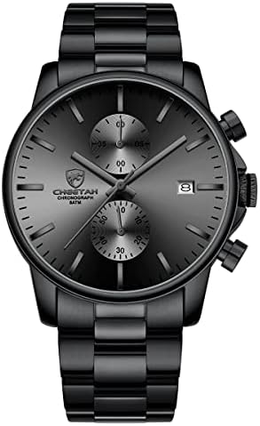 GOLDEN HOUR Fashion Business Mens Watches With Stainless Steel Waterproof Chronograph Quartz Watch For Men Auto Date