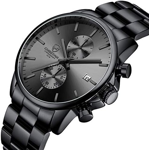 GOLDEN HOUR Fashion Business Mens Watches With Stainless Steel Waterproof Chronograph Quartz Watch For Men Auto Date