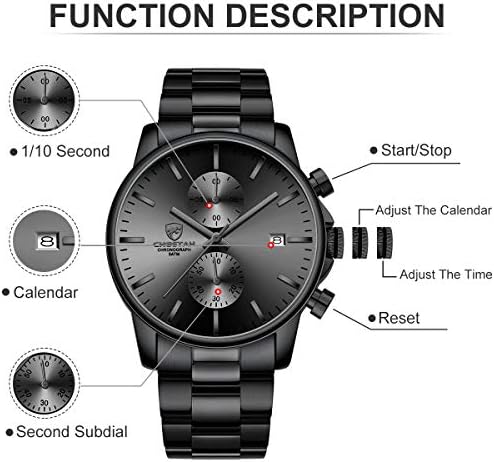 GOLDEN HOUR Fashion Business Mens Watches With Stainless Steel Waterproof Chronograph Quartz Watch For Men Auto Date