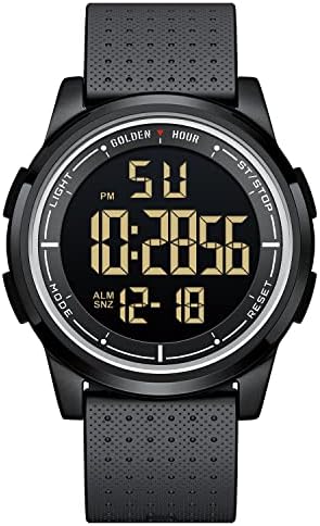 GOLDEN HOUR Ultra-Thin Minimalist Sports Waterproof Digital Watches Men with Wide-Angle Display Rubber Strap Wrist Watch for Men Women