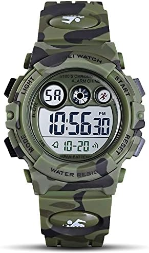 GOLDEN HOUR Watches for Kids Digital Sport Waterproof Boys Girls Watch Outdoor 12/24 H Alarm EL Backlight Stopwatch Military Child Wristwatch Ages 3-15