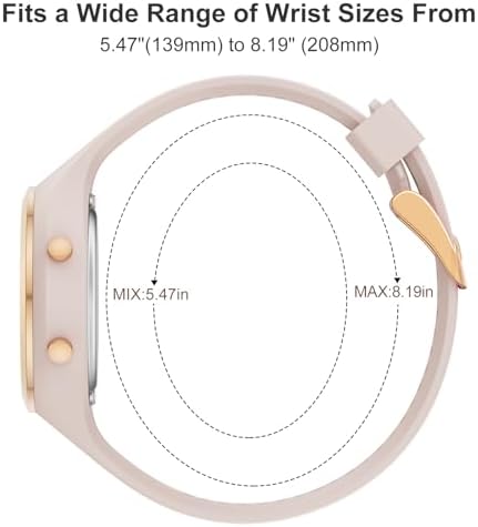 GOLDEN HOUR Waterproof Sport Women's Digital Chronograph Silicone Strap Watch