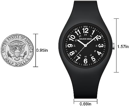 GOLDEN HOUR Waterproof Sports Analog Unisex Watches For Nurse Medical Professionals Students - Military Time Glowing Easy To Read Dial Jelly Silicone Strap