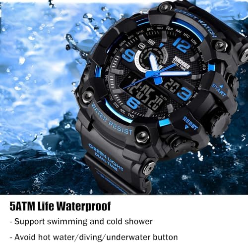 Gosasa Men's Large Face Outdoor Sports Watches Military S-Shock Watch Waterproof Backlight Alarm Stopwatch Features - Rugged Wristwatch For Training Hiking And Adventure