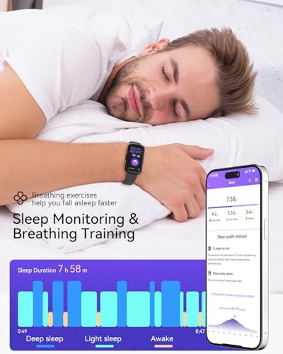 Health & Fitness Tracker Fitness Watches For Men/Women With Heart Rate Blood Oxygen Sleep Monitor Smart Watch For Android Phones/iPhones With Step Count/Calories/Distance IP68 Activity Tracker