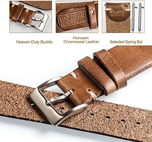 Hemsut H Leather Watch Bands For Men Horween Quick Release Leather Watch Strap Vintage Watch Replacement Wrap Of 18mm 20mm 22mm
