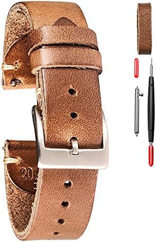 hemsut h Leather Watch Bands for Men Horween Quick Release Leather Watch Strap Vintage Watch Replacement Wrap of 18mm 20mm 22mm