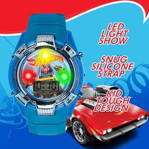 Hot Wheels Kids Watch – Light-Up LCD Display Adjustable Comfortable Strap Collectible Tin – Perfect For Boys And Girls
