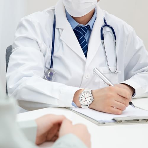 IBSO Women Watch For Nurse Easy To Read Dial Wristwatches Silicone Band Water Resistant Watches Second Hand And 24 Hour