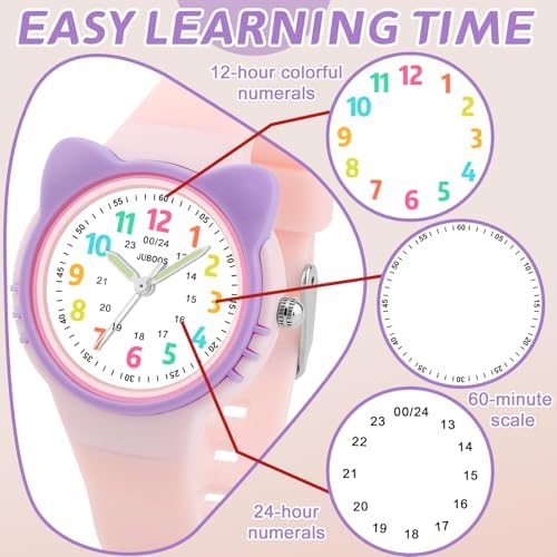 Juboos Kids Watch Analog For Boys Girls Toddler 3ATM Waterproof Wirstwatch Learning Time And Easy To Read