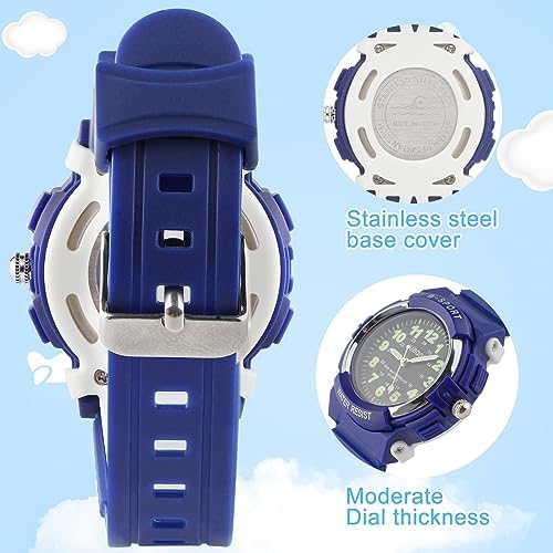 Juboos Kids Watch Analog With 7 Colorful Night Lights Boys Girls Waterproof Soft Strap Kids Time Teaching Quartz Wristwatch For Ages 5-18