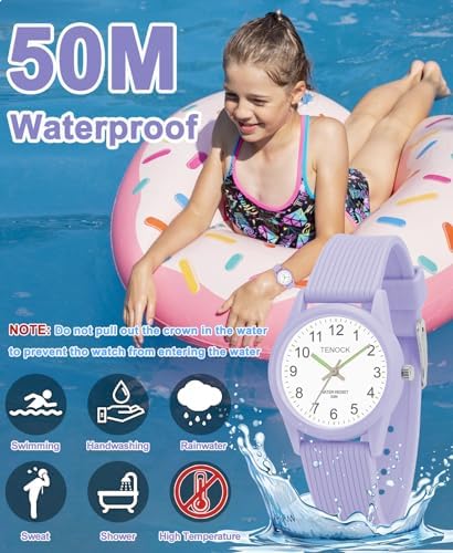 Kids Analog Watches For Girls Boys Watches With Soft Band Learning Time 50M Waterproof Children Watch Easy To Read For Ages 4-12 Kids Gift