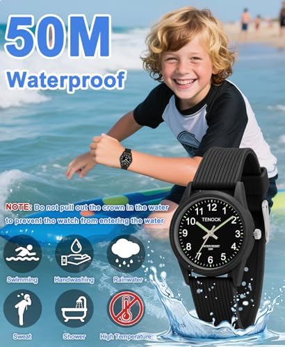 Kids Analog Watches For Girls Boys Watches With Soft Band Learning Time 50M Waterproof Children Watch Easy To Read For Ages 4-12 Kids Gift