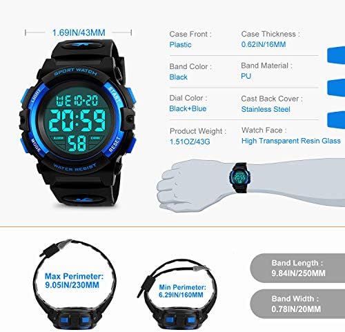 Kids Digital Watch Boys Sports Waterproof Led Watches With Alarm Wrist Watches For Boy Girls Children
