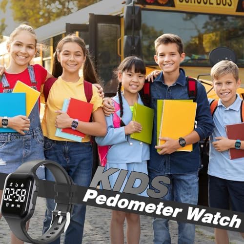 Kids LED Digital Watch With Pedometer Step Counter Waterproof Sport Wristwatch Calendar Alarm Clock For Children Boys Girls Teens