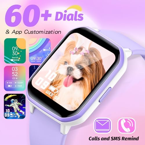 Kids Smart Watch Girls Boys Fitness Tracker For Kids 1.5 Inch DIY Dial 19 Sport Mode Sleep Monitor Pedometers Heart Rate IP68 Waterproof Great Gift For Boys Girls Teens 6-14
