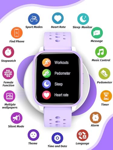 Kids Smart Watch Girls Boys Smart Girls Watch For Kids Smart Watch Gifts For 4-16 Years Old With Sleep Mode Multiple Sports Modes Pedometer Birthday Gift For Boys Girls (Purple)