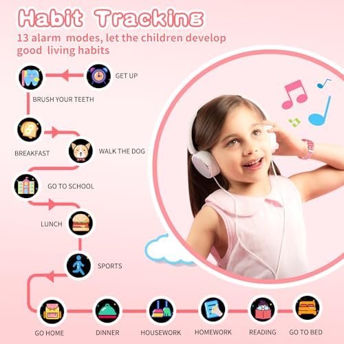 Kids Smart Watches Girls Age 6-12 26 Games Touchscreen Kids Watch With Video Camera Music Player Learning Cards Audiostory Flashlight 12/24 Hr Educational Toys Birthday Gifts For Girls Ages 6 7 8