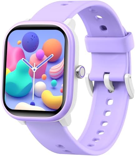Kids Wach for Girls Boys 6-15 Year Old - Smart Watch for Kids 1.8" Fitness Tracker No Phone needed Pedometer Sleep Monitor Heart Rate Waterproof Puzzle Game for Girls Boys Teens Birthday Gift (Purple)